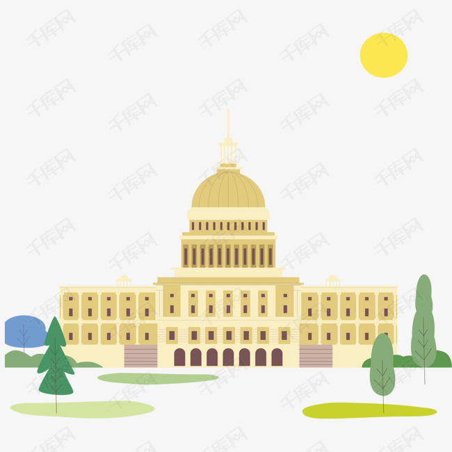 卡通美国建筑白宫