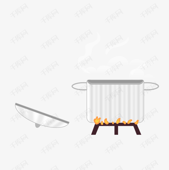 厨房用品厨具煮锅手绘插画psd