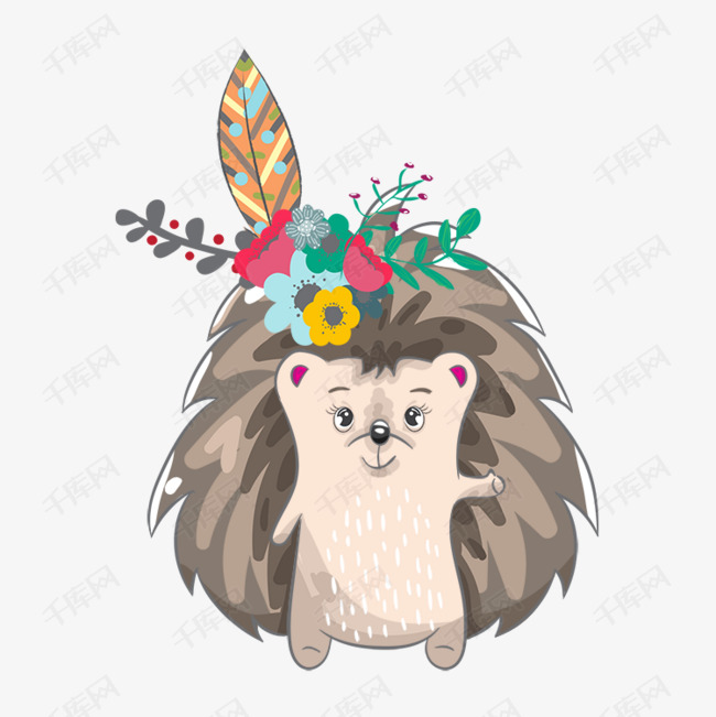 插画手绘可爱的刺猬