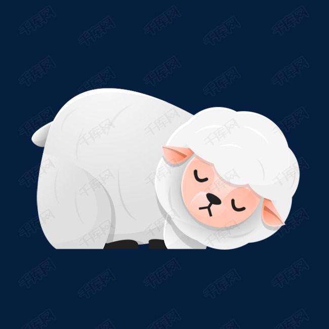 卡通趴着睡着的绵羊