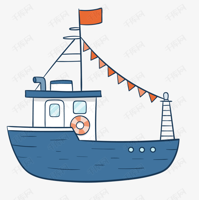 卡通船矢量图下载的素材免抠轮船渔船卡通船卡通插图创意卡通
