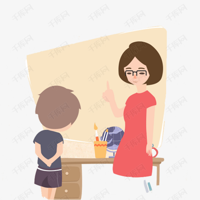 批评学生的素材免抠卡通手绘创意动漫动画简约老师批评学生人物插图