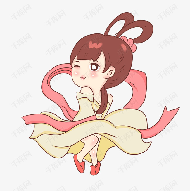 中秋节手绘可爱嫦娥