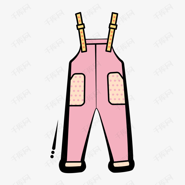 日系卡通手绘电商促销t背带裤的素材免抠卡通服装彩色服装t恤上衣外套
