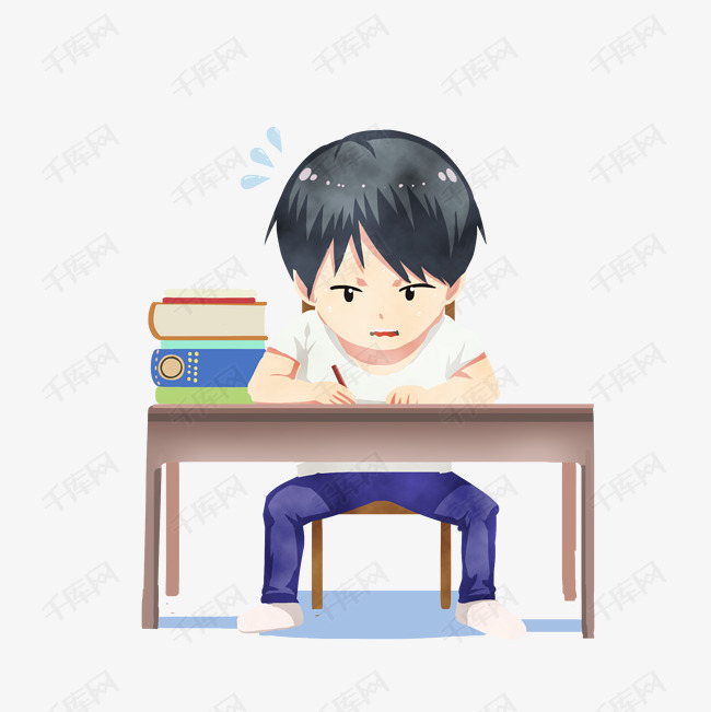 校园主题开学刻苦续学习卡通人物手绘插画