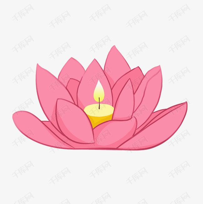 手绘莲花花灯插画