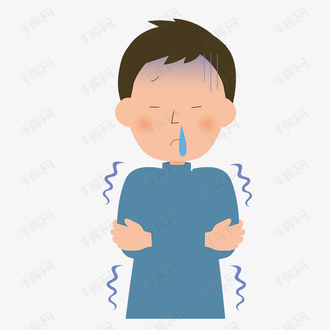 一个感冒的小孩子不舒服免扣矢量图的素材免抠小孩感冒生病发烧流汗流
