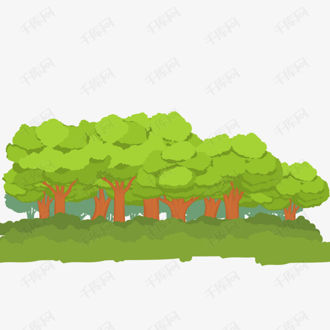卡通大树矢量图下载的素材免抠绿树森林卡通大树卡通插图创意卡通