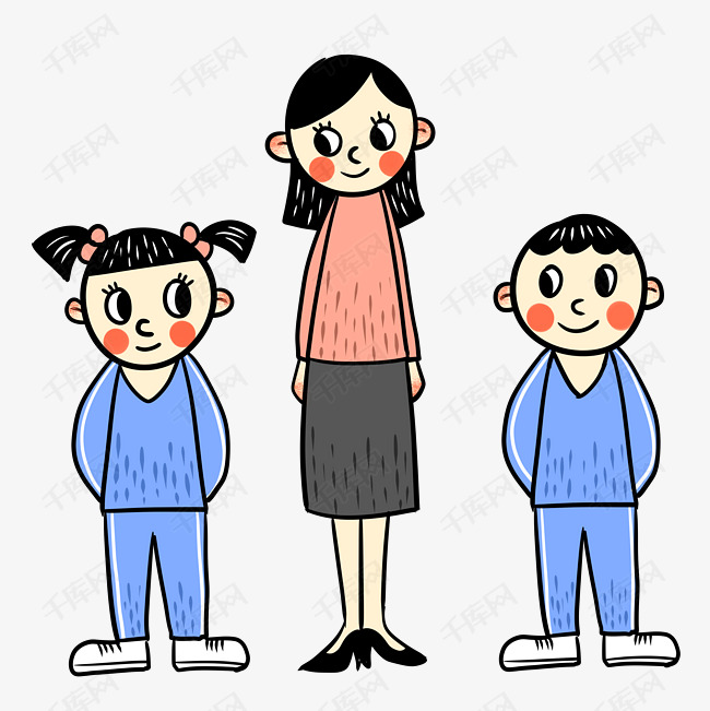 手绘卡通可爱教师节老师和学生