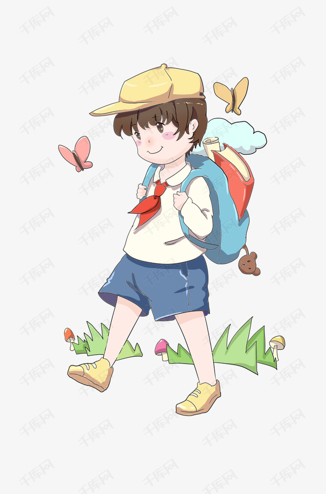 背书包的卡通人物  背书包的学生卡通  背书包小孩卡通  学生