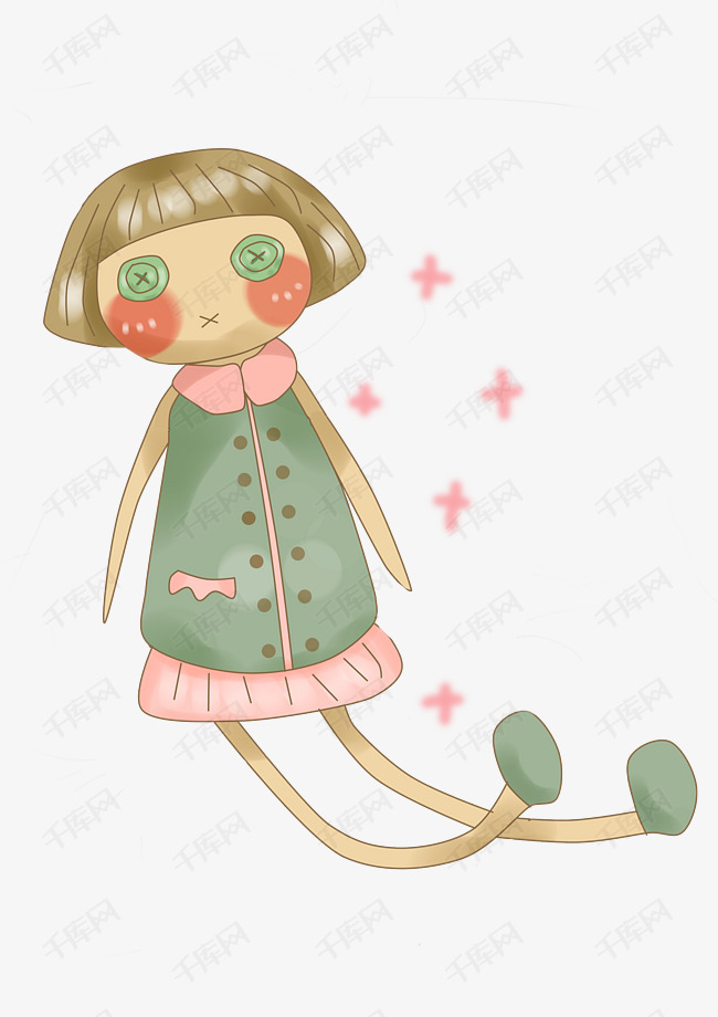 动漫手绘原创日系可爱蘑菇头玩偶抱枕PNG素