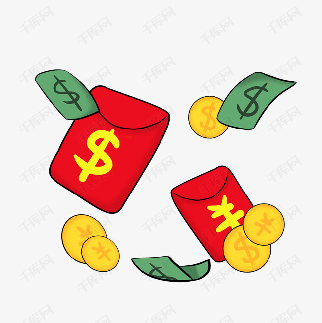 红包金币钱币插画