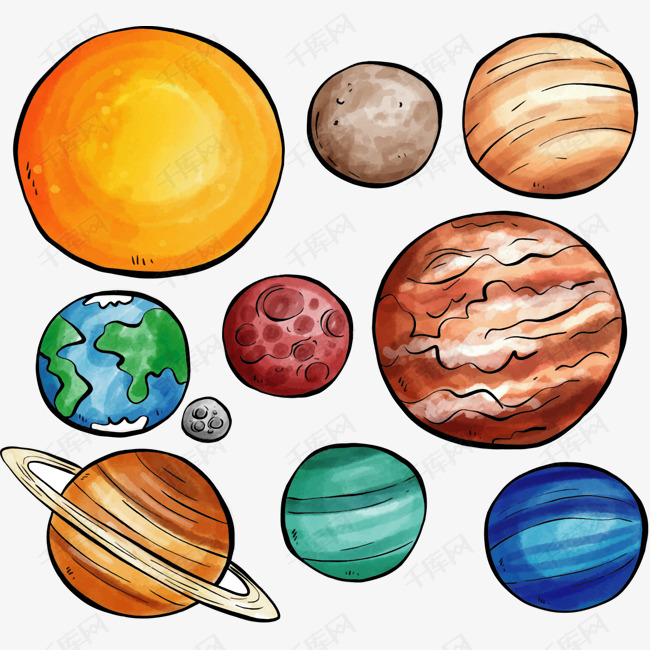 手绘卡通宇宙星球的素材免抠矢量png星球宇宙星球卡通星球手绘风神秘