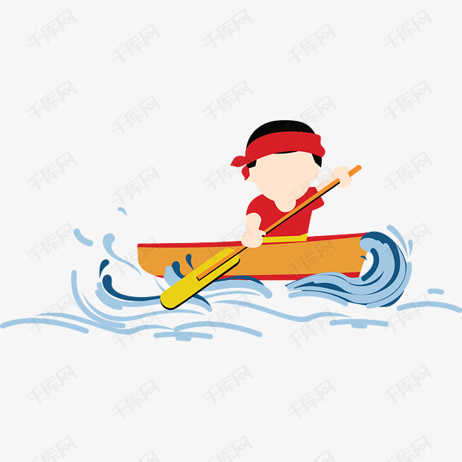 划船比赛的男子素材的素材免抠男子动漫动画划船卡通手绘海水装饰图