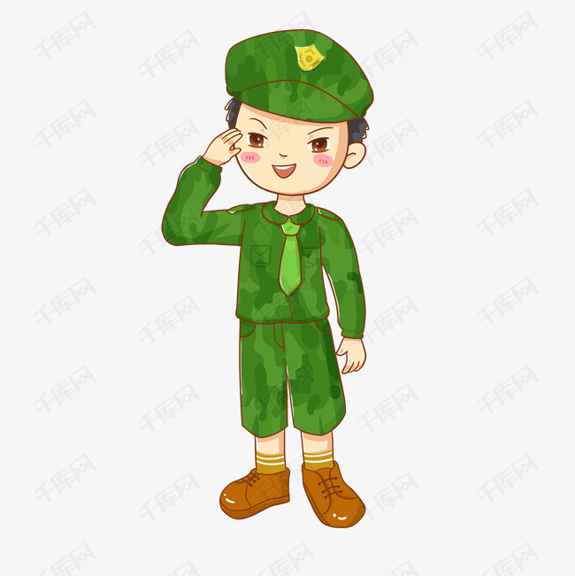 国庆节穿着迷彩服的军人敬礼免抠png素材