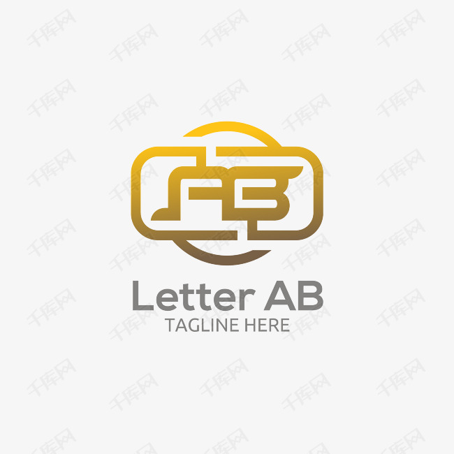 金黄色的logo的素材免抠信件字母ab精美    简约设计感