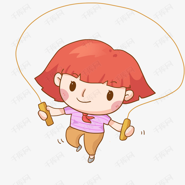 秋季运动会戴着红领巾跳绳的小女孩免抠png素材