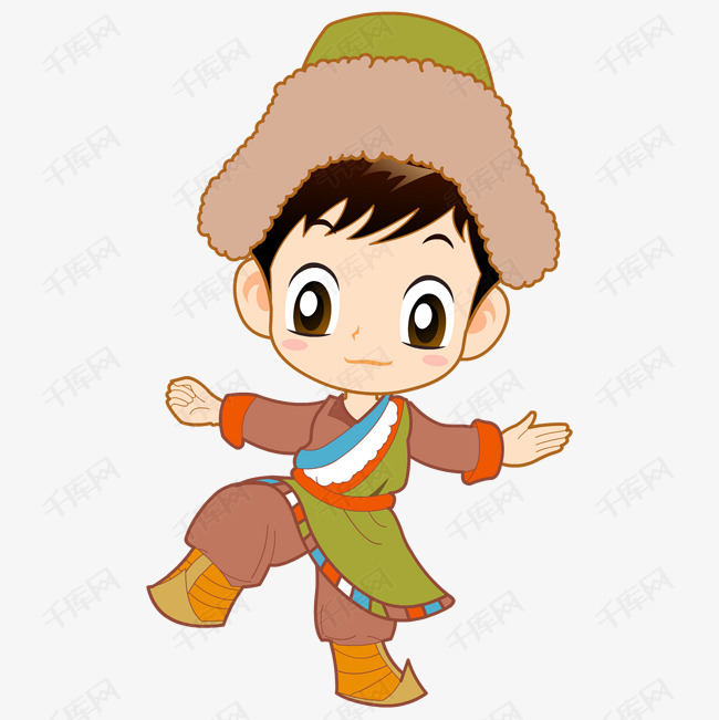 藏族小男孩跳舞卡通形象