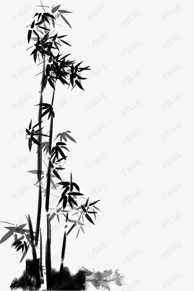 古风黑白水墨竹子
