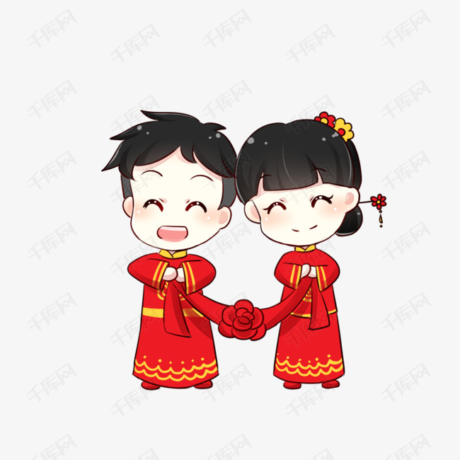 古风双人婚礼系列之拜堂成亲PNG透明底千库