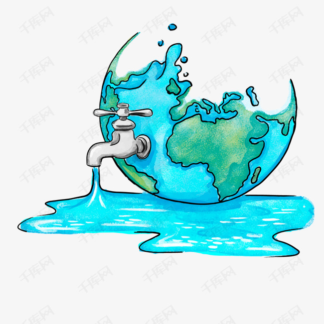 蓝色手绘保护地球水资源元素的素材免抠蓝色手绘保护地球水资源环境