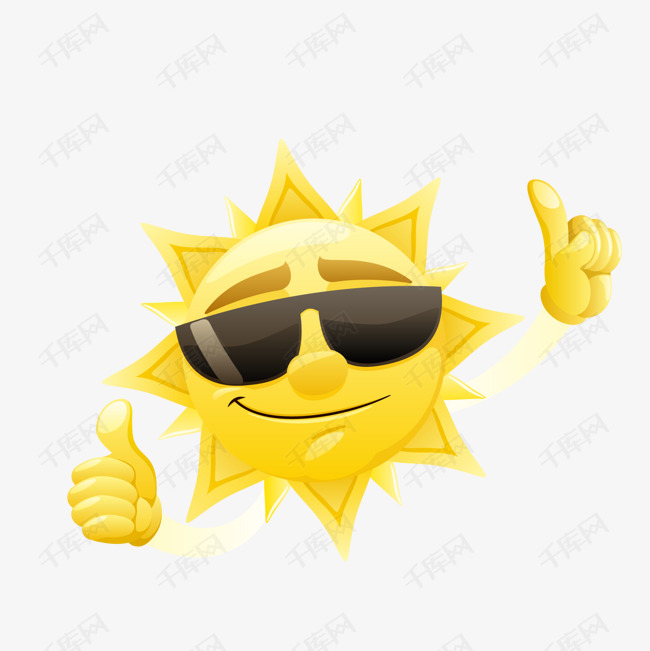 卡通比手势的太阳设计
