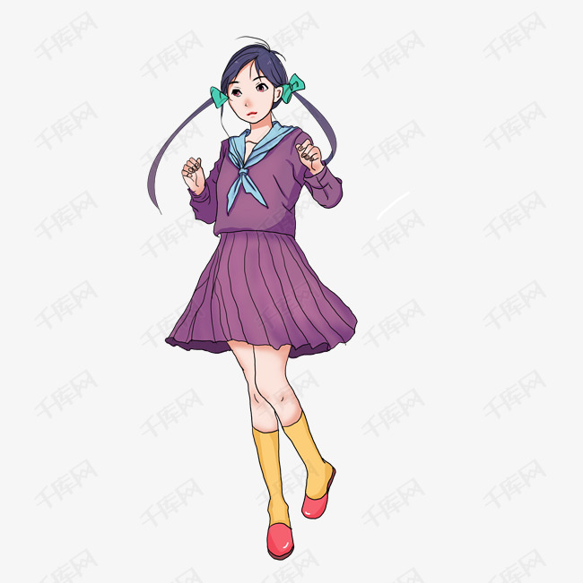 原创手绘全身漂亮女生png格式