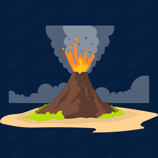岩浆喷射矢量卡通火山的素材免抠火山矢量火山火杀爆发岩浆喷射矢量
