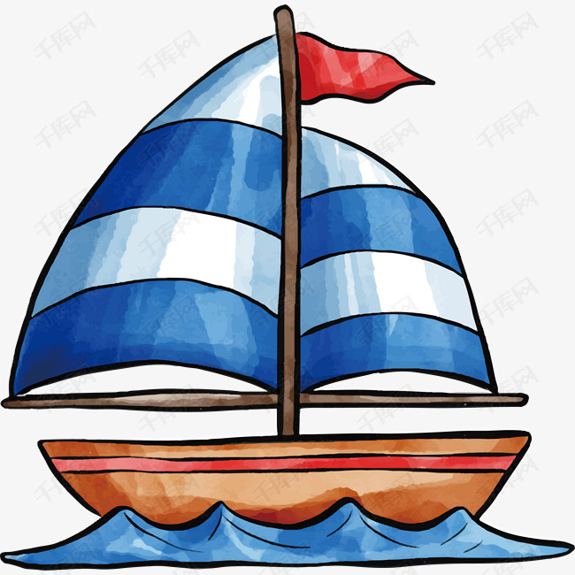 卡通船矢量图下载的素材免抠小船帆船卡通船卡通插图创意卡通