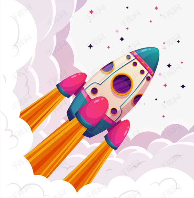 冲向天空的卡通火箭的素材免抠矢量png火箭卡通火箭航空航天航天火箭