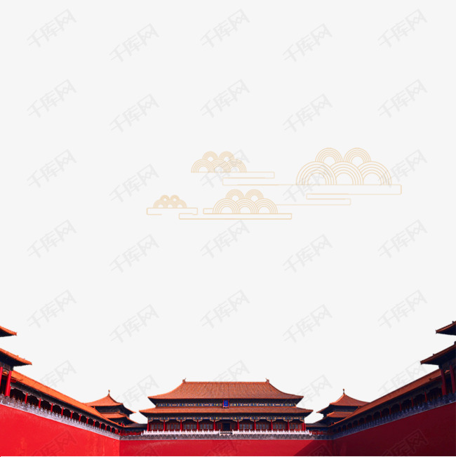 红色紫禁城建筑元素的素材免抠红色紫禁城创意建筑屋顶如懿传