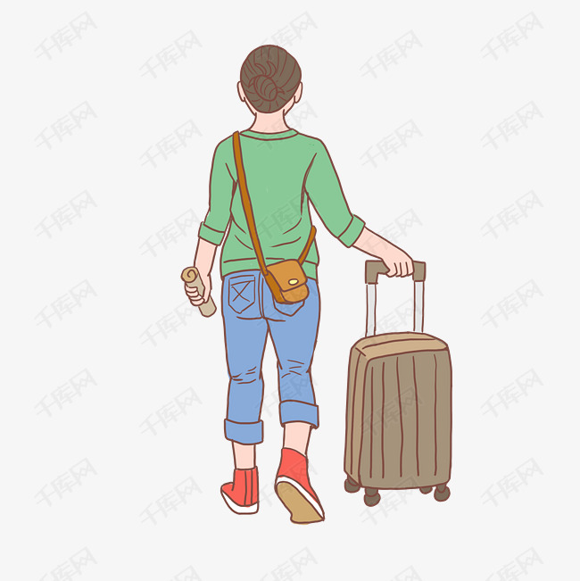 旅行人物手绘卡通小清新