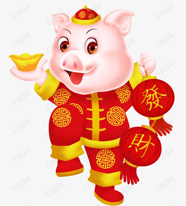 2021红色新年微信头像,2021年的微信头像好运 红色卡通发财新年猪