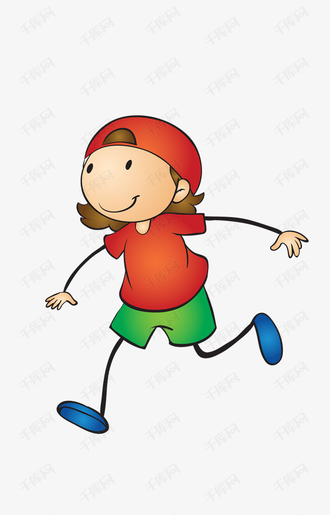 手绘卡通q版火柴人小女孩