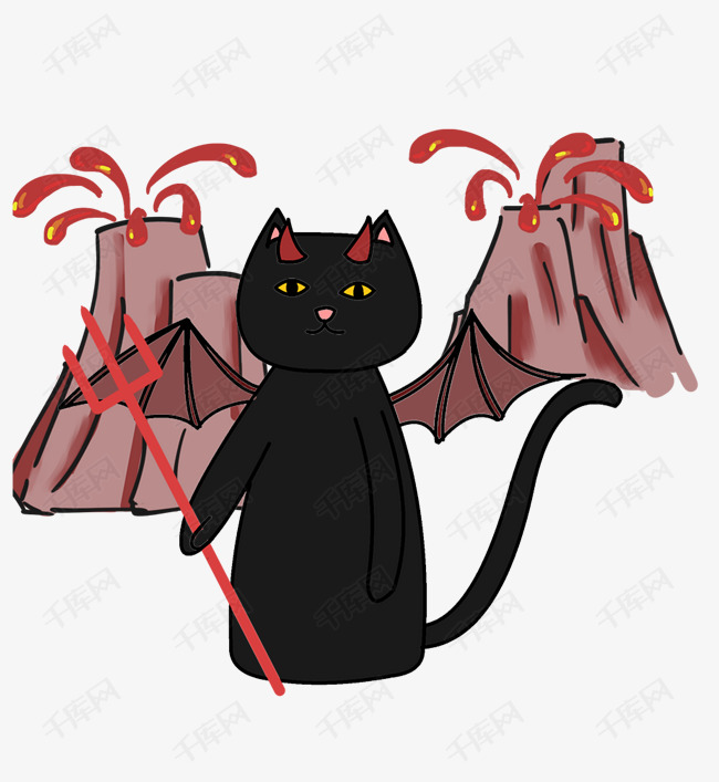 万圣节恶魔猫咪火山喷发