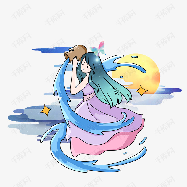星座卡通插画合集水瓶座