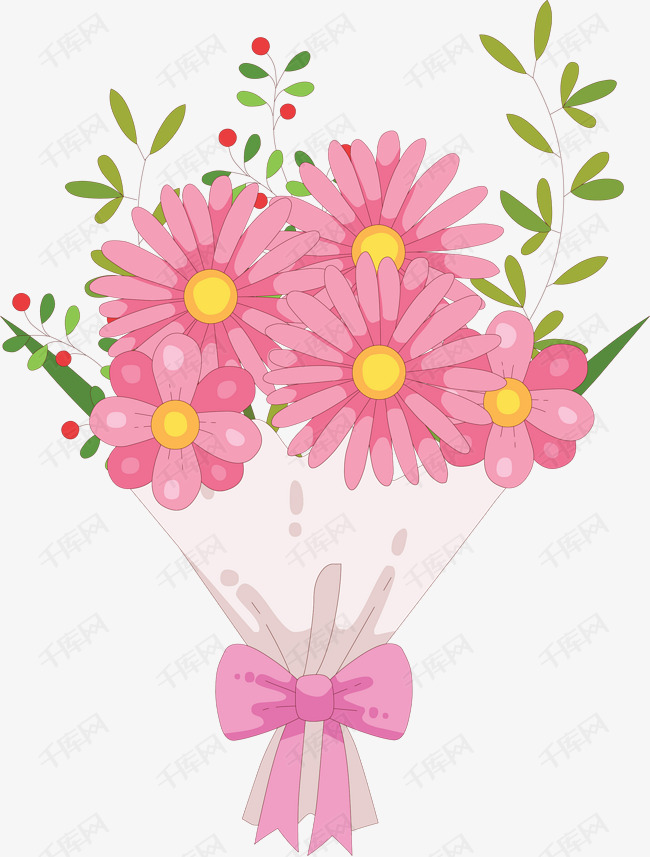 鲜花花束矢量图下载的素材免抠美丽花束鲜花花束卡通插图创意卡通插图