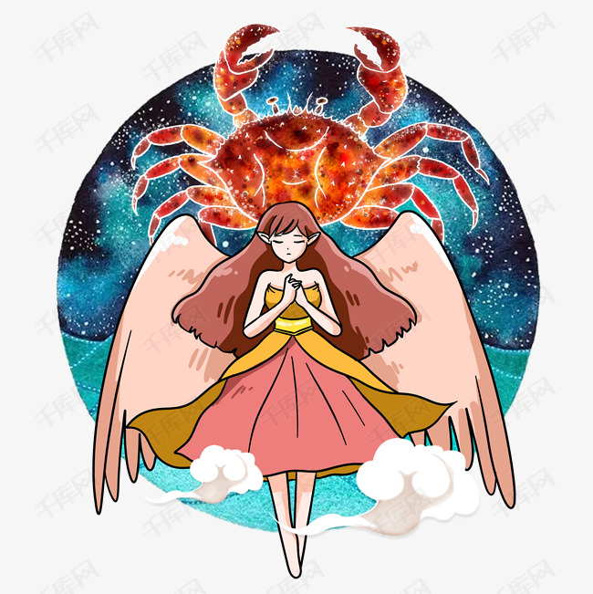 星座卡通插画合集巨蟹座