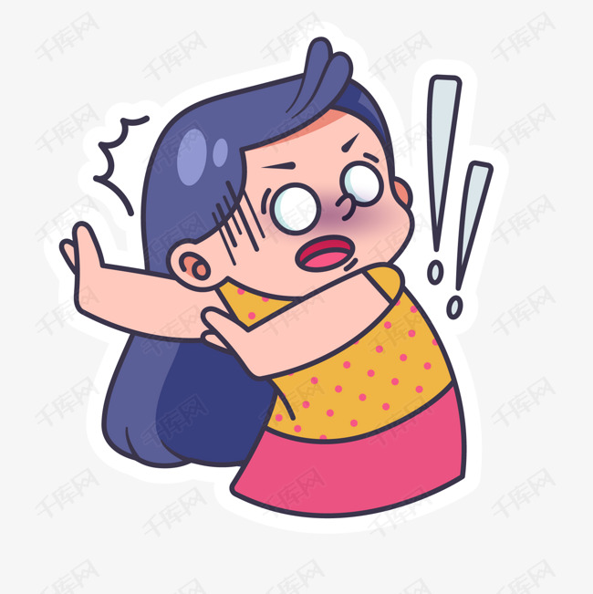 卡通手绘惊讶的女孩人物设计