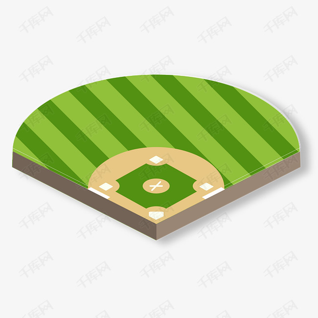 矢量棒球场的素材免抠绿色棒球场矢量棒球场球场卡通风格扇形迷你风格