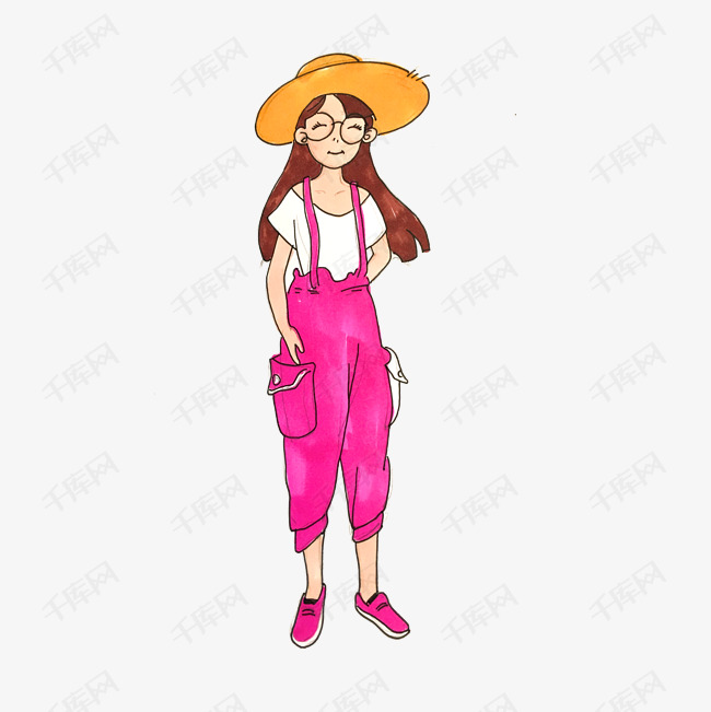 淑女少女卡通插画png免抠