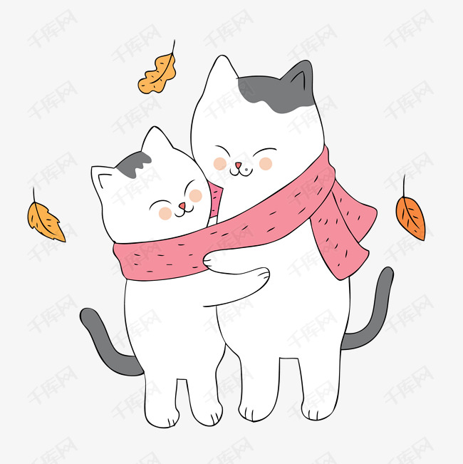 卡通可爱温馨的母子小猫