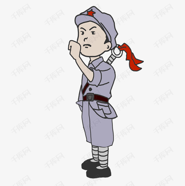 红军人物手持大刀插画