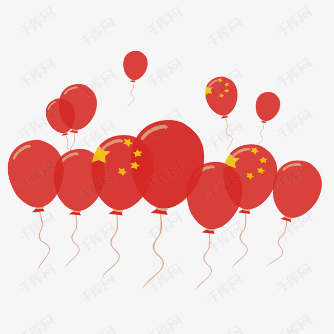 国庆节手绘卡通国庆气球素材图片免费下载_高清psd_千