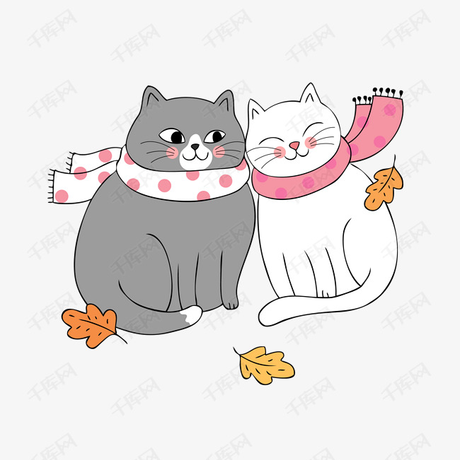 卡通创意温馨的猫咪情侣