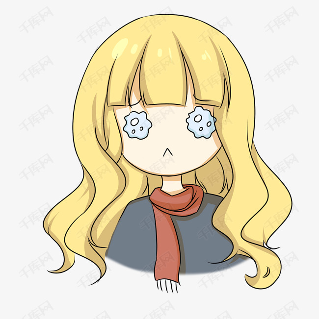 可爱女孩表情感动插画