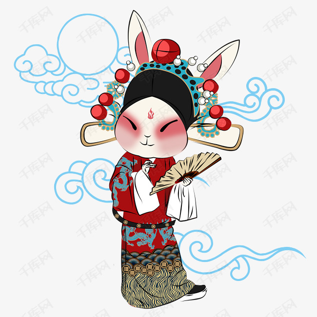 中秋节红色q版京剧兔爷