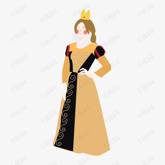 圣节卡通手绘插画小清新欧洲中世纪女王装扮