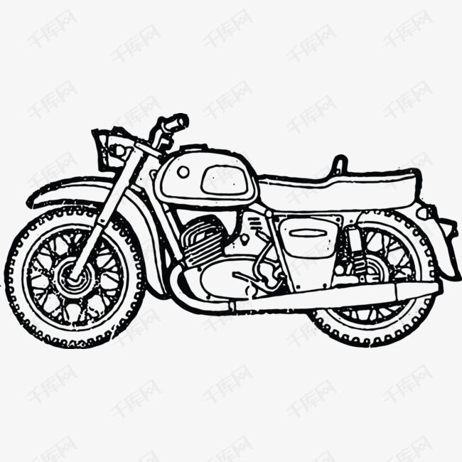 个性摩托车黑白手绘