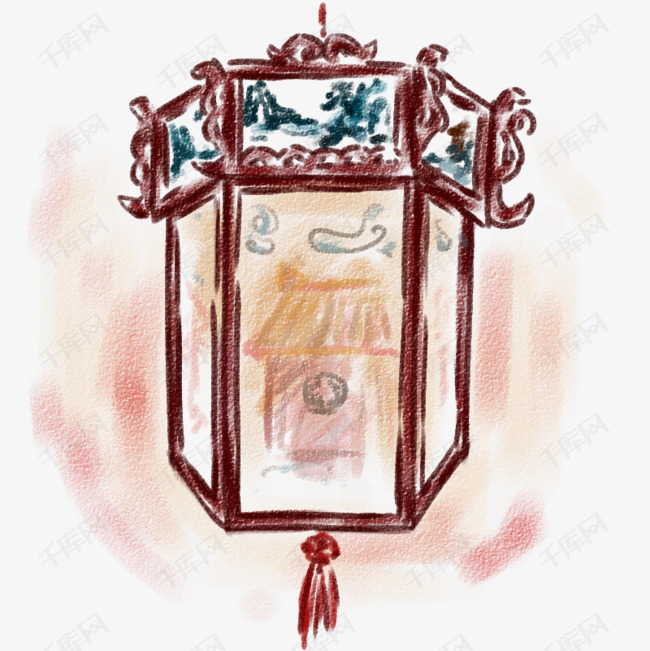 手绘传统走马灯插画